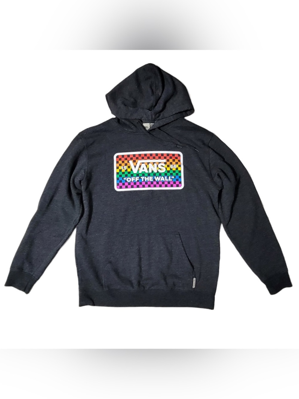 Vans Black Crewneck Sweatshirt with Rainbow Checker Logo